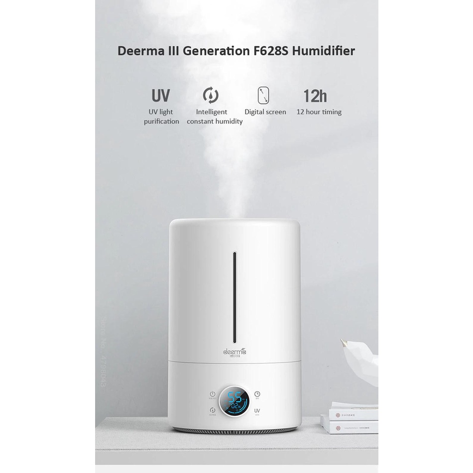 Máy Phun Sương tạo ẩm DEERMA F628, tạo ẩm liên tục, tia UV khử trùng 99,99%, có thể xong tinh dầu