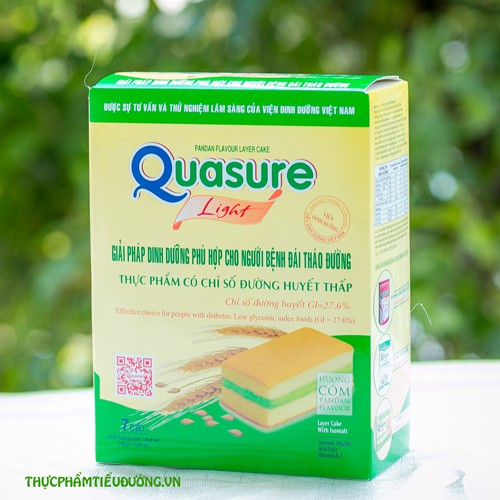 Bánh dành cho người tiểu đường, ăn kiêng bông lan Quasure light cốm hộp 126g