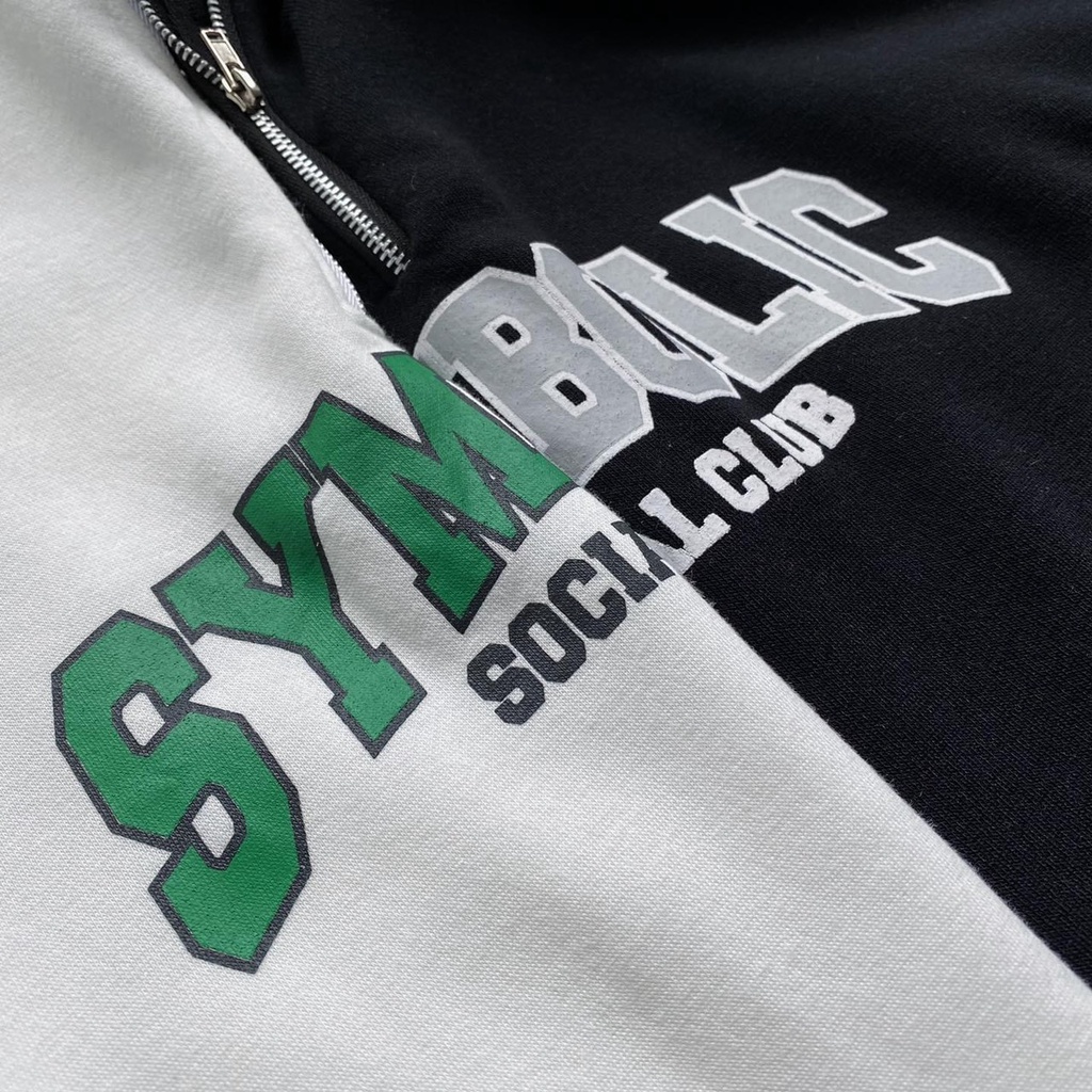 Áo Nỉ Zip Symboylite Dáng Rộng Nữ Meeny - Hoodie Cổ Khóa Form Rộng Tay Bồng Chát Nỉ Mịn Phong Cách Ullzang