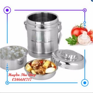 (Loại to 2 lít) Cặp lồng 3 tầng ruột inox Hàn Quốc