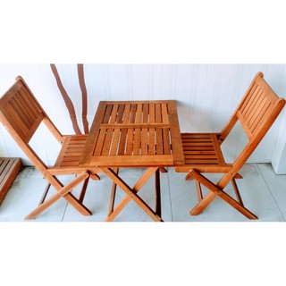 Bộ bàn ghế gỗ xếp cafe mini ( 1 bàn + 2 ghế )