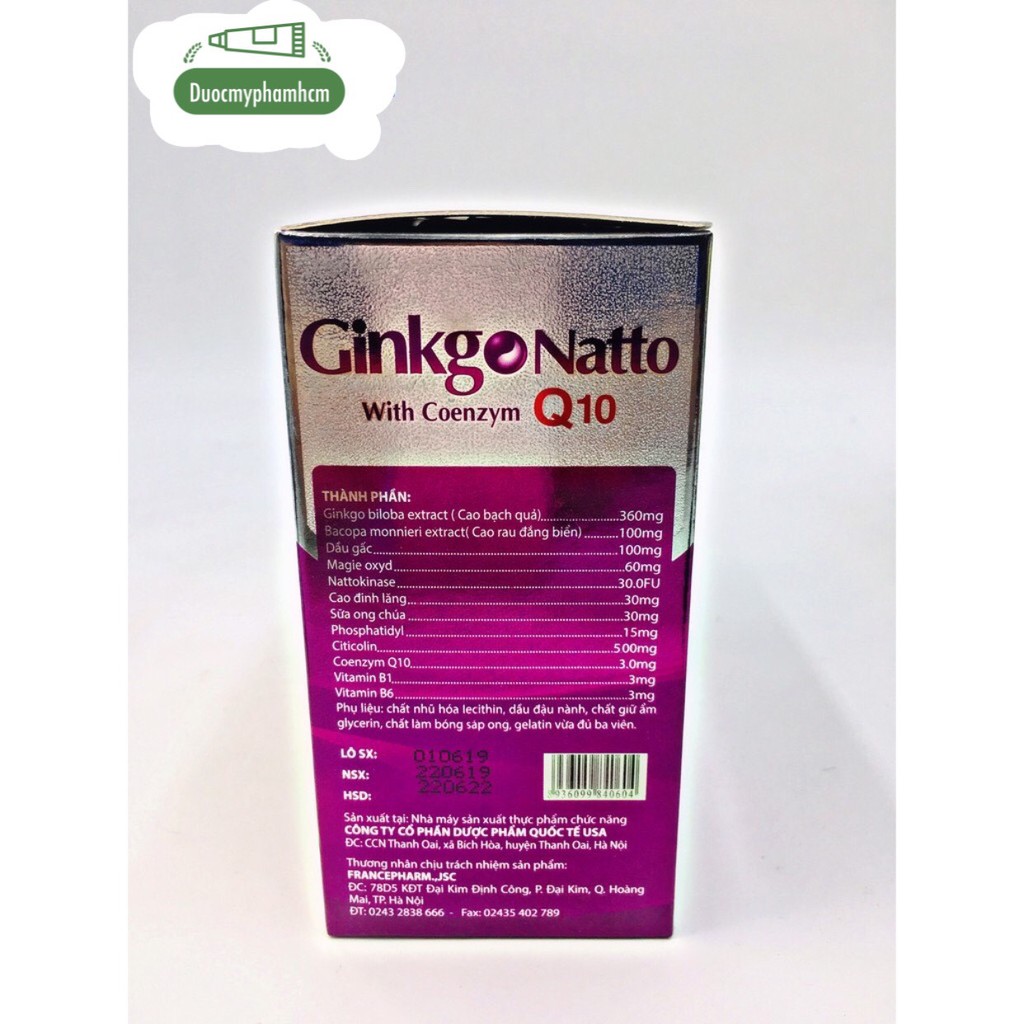 Viên Uống Bổ Não GINKGO NATTO COENZYM Q10 - GIÚP TĂNG CƯỜNG LƯU THÔNG TUẦN HOÀN NÃO