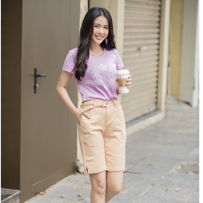Quần Ngố Kaki Nữ Lửng Phối Đai Eo GENVIET Chất Vải Mềm Mát Cao Cấp TQ302K1447