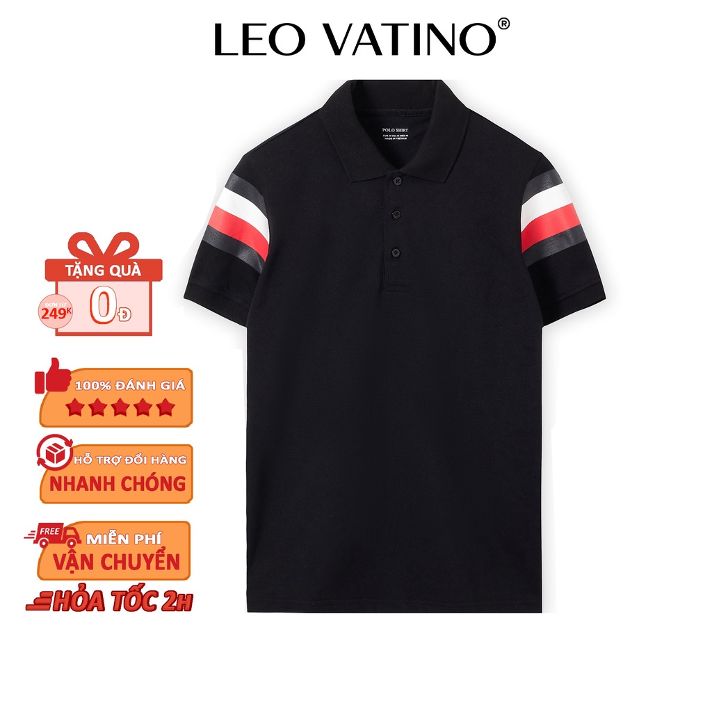 Áo thun polo nam POLOSHIRT đen phối 2 tay cổ bẻ tay ngắn lỡ PLS03D - Leo Vatino