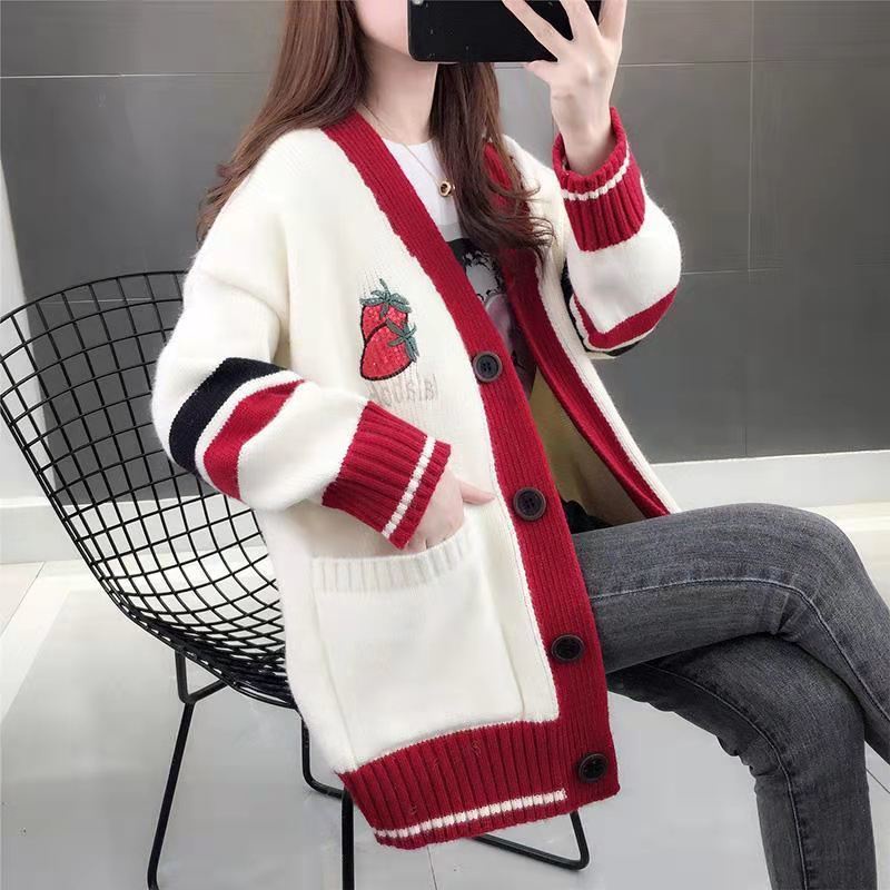 Áo Khoác Cardigan Dệt Kim Dáng Rộng Phong Cách Hàn Quốc Thời Trang Thu Đông Hàng Mới Năm 2021
