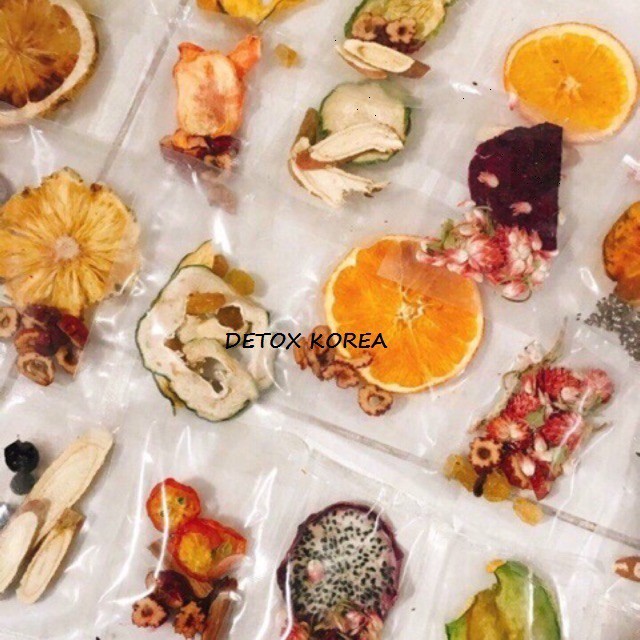30 gói trà detox 5 vị hoa quả sấy lạnh Robimart - Detox giảm cân, đẹp dáng - Tặng kèm hộp, bình 1L, túi vải ]