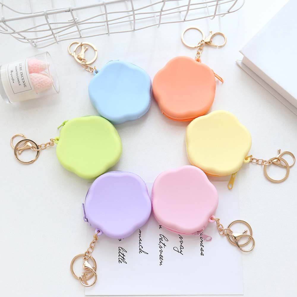 Túi đựng tiền xu/tai nghe mini bằng silicon họa tiết hoạt hình có khóa kéo tiện dụng cho nữ
