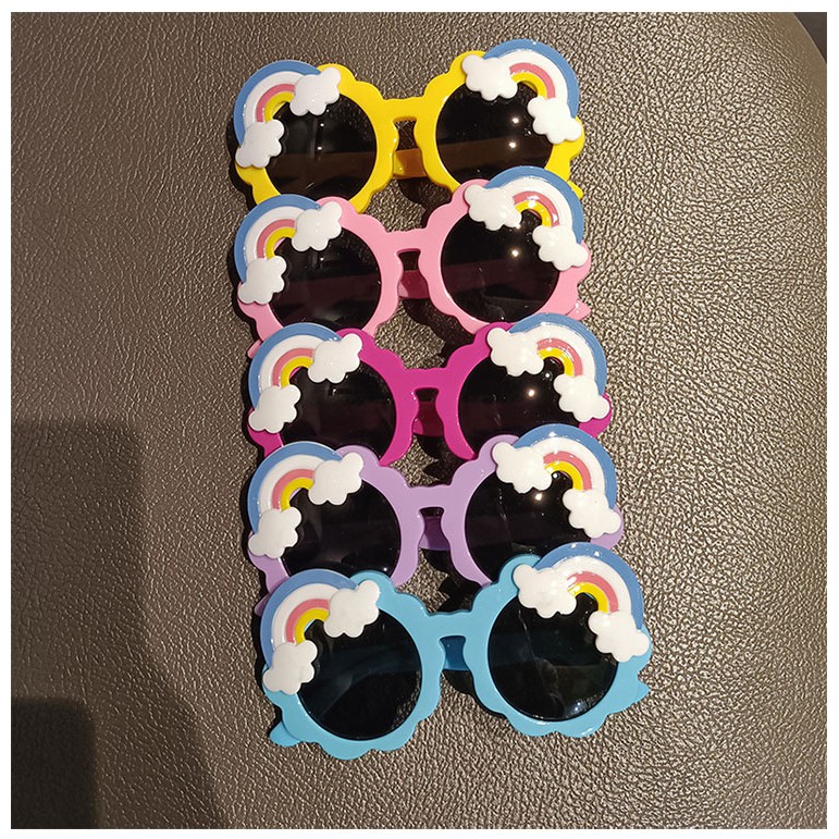 Kính mát gọng tròn họa tiết cầu vồng phong cách Hàn Quốc cho bé