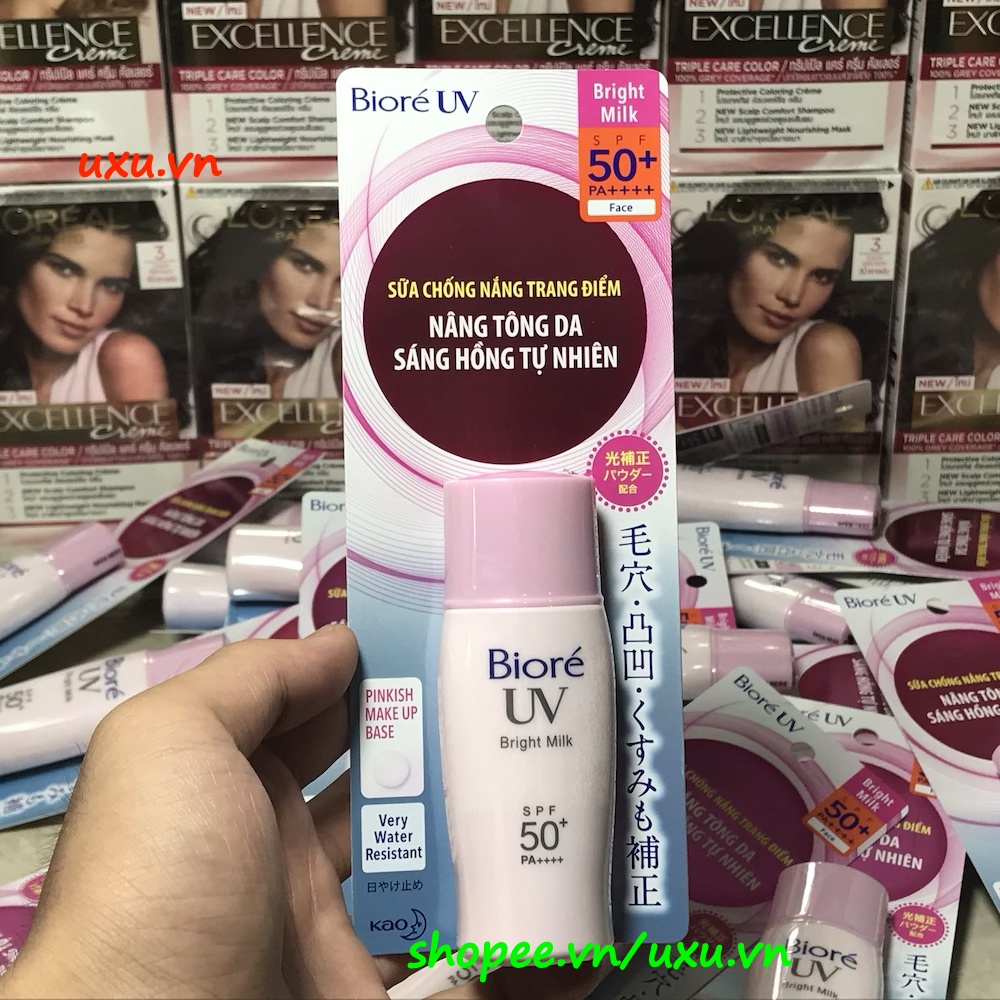 Sữa Chống Nắng 30Ml Biore Uv Bright Face Milk Spf 50 Facial Sunscreen & Makeup Base, Với uxu.vn Tất Cả Là Chính Hãng.