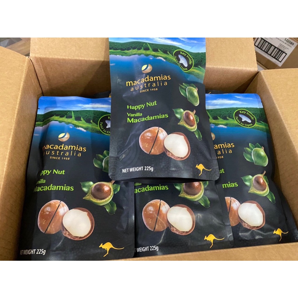 (Date 04/23) Hạt Macca MACADAMIAS Happy Nut Vanilla 225g - Úc