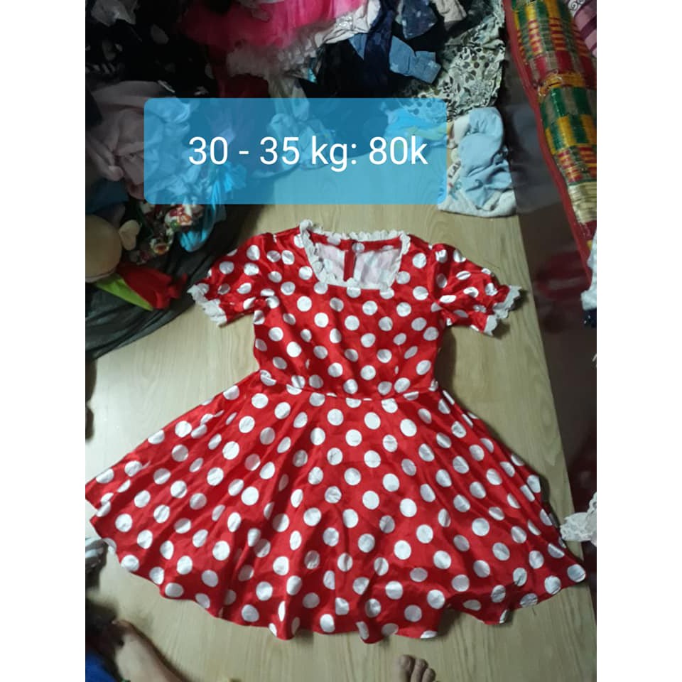 áo đầm đỏ chấm bi cho bé 30 -35 kg ms17