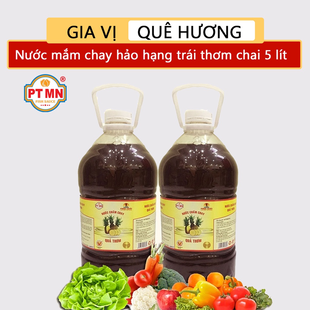Nước Mắm Chay Phan Thiết Mũi Né Hảo Hạng Trái Thơm Xuất Khẩu chai 5 lít GIA VỊ QUÊ HƯƠNG