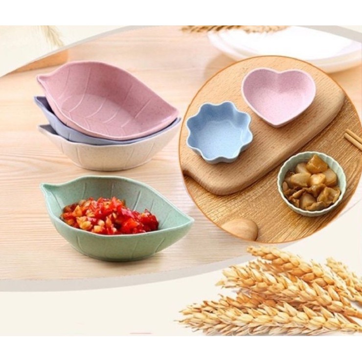 Đĩa đựng gia vị nhiều màu hình chiếc lá xinh xắn chất liệu lúa mạch thân thiện với môi trường 1452 KOREA STORE88