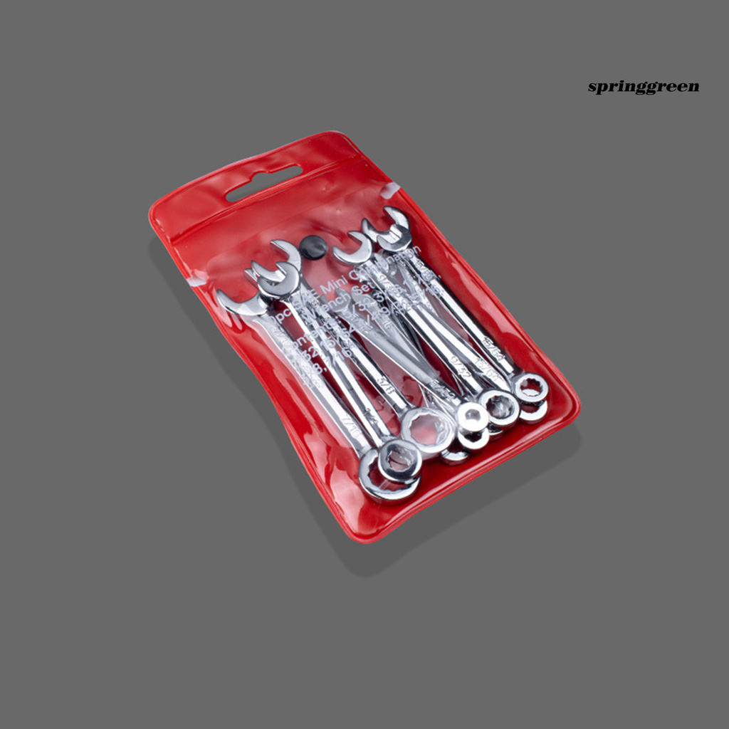 SPRIN 10Pcs Wrench Set Dual-service Labor-saving Chromium Vanadium Steel Assorted Double-headed Wrenches for Workshop