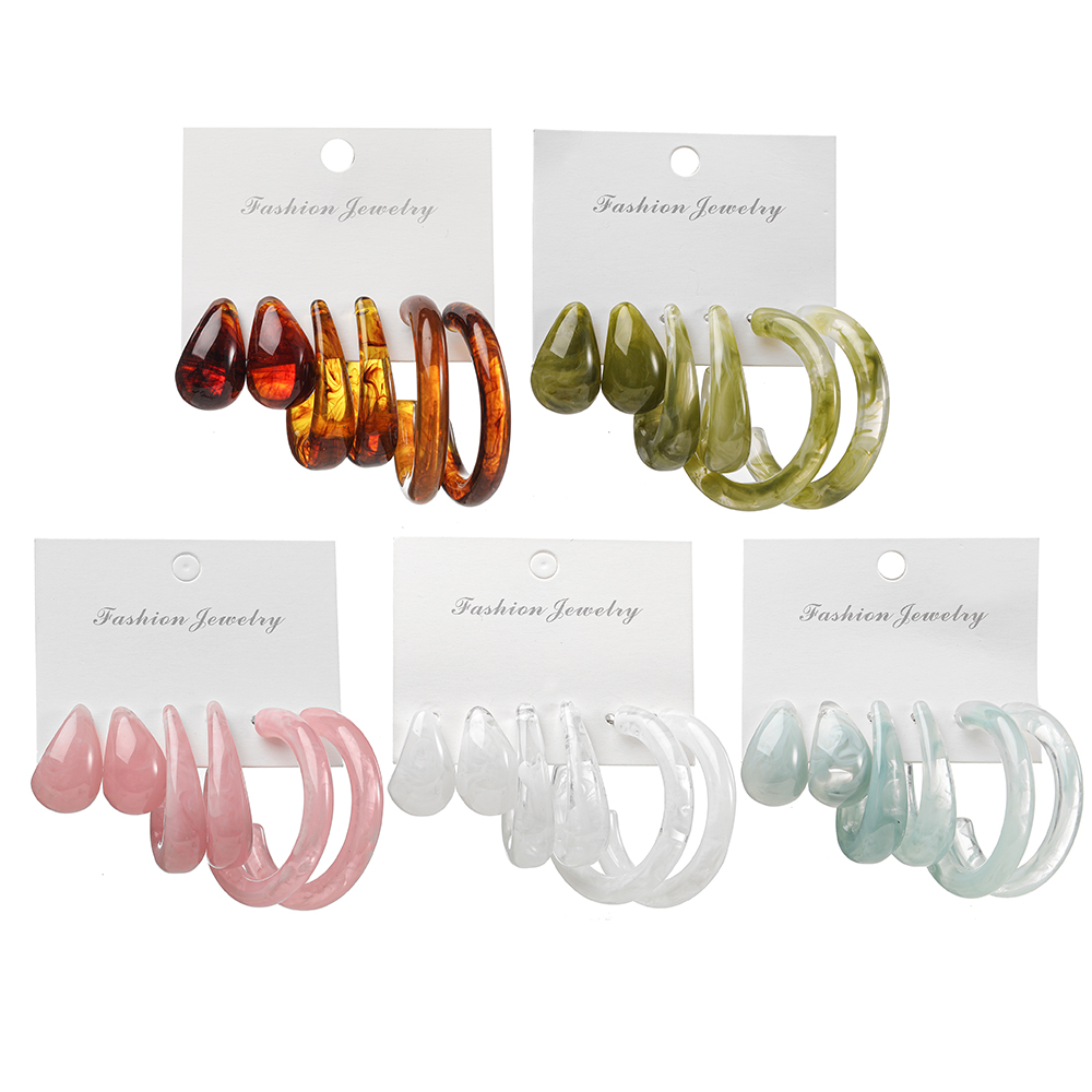 Set bông tai Dodder chữ C bằng nhựa acrylic phong cách Hàn Quốc cho nữ