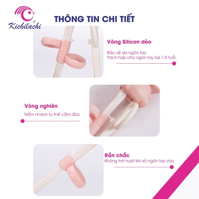 Đũa tập ăn Kichilachi xỏ ngón giúp bé tập ăn bằng đũa
