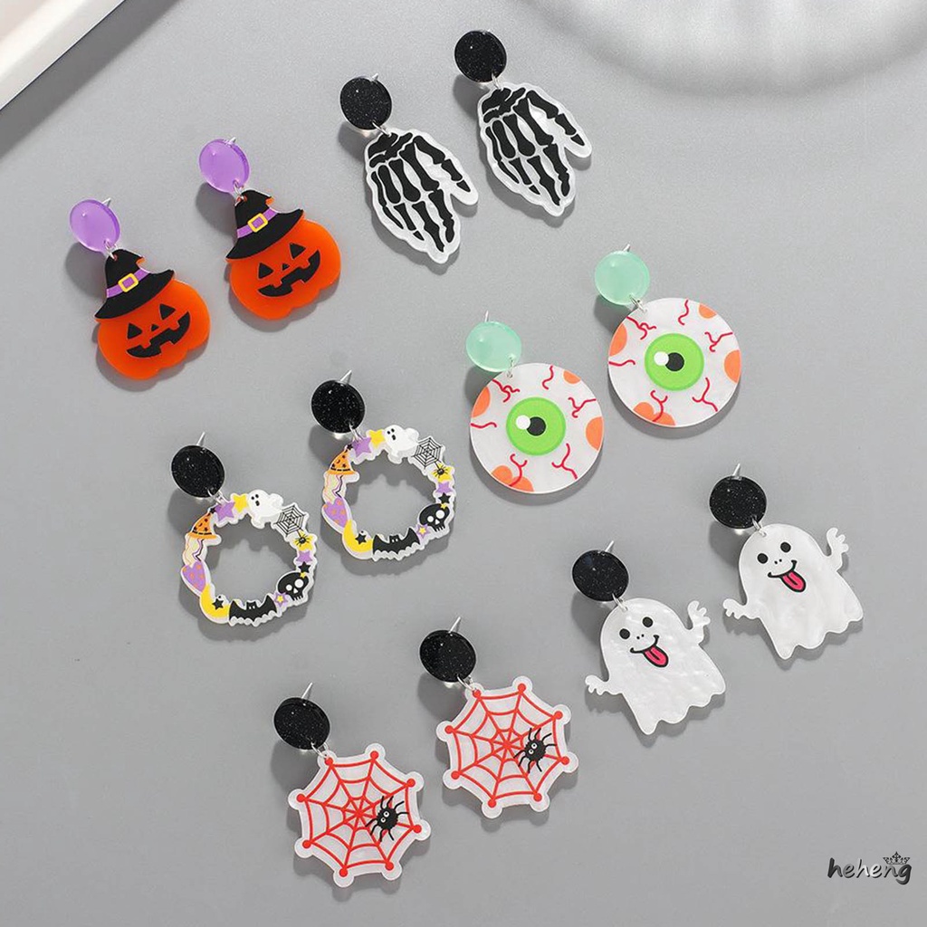 Khuyên Tai Acrylic Không Phai Hình Bí Ngô Ma Quỷ Halloween Bền Bỉ Không Phai Màu Trang Sức Cho Tiệc Sinh Nhật Sân Khấu
