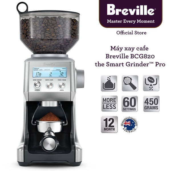[Mã ELHADEV giảm 4% đơn 300K] Máy xay cafe Breville 820 the Smart Grinder Pro BCG820BSS