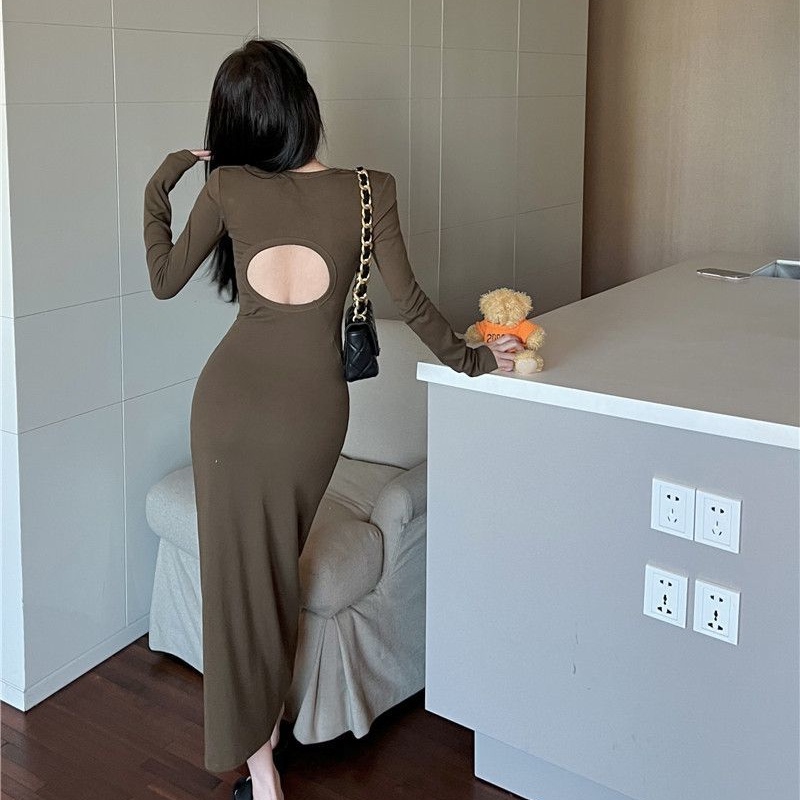 COZOK Đầm Dài Tay Ôm Eo Thời Trang Dành Cho Nữ