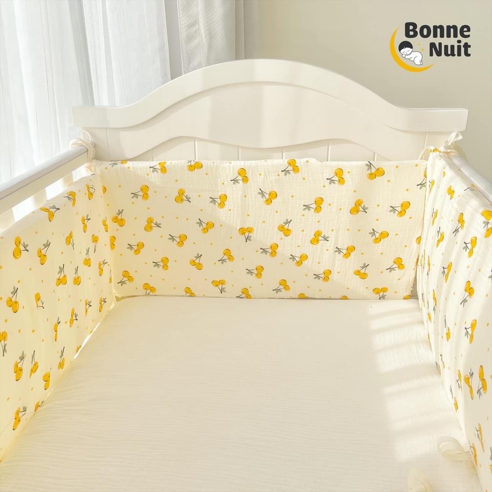 Quây cũi 4 mặt vải Muslin cao cấp có vỏ tháo rời (chưa bao gồm ga gối)