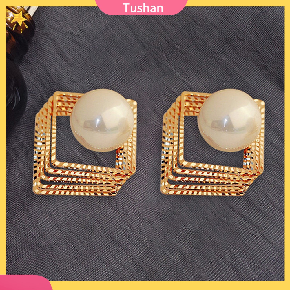 Đôi khuyên tai nhiều tầng đính ngọc trai giả thời trang cho nữ