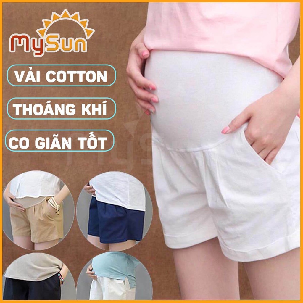 Quần đùi Sooc bầu ngắn mặc nhà, quần short cho bà bầu mùa hạ thu đông MySun