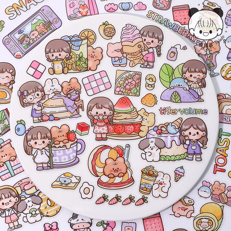 Set 40 miếng sticker hình dán dodojam dễ thương trang trí sổ, cốc, điện thoại chủ đề món tráng miệng