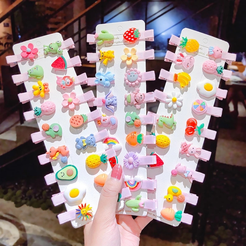 Set 10 kẹp tóc hình hoa quả đáng yêu cho bé gái