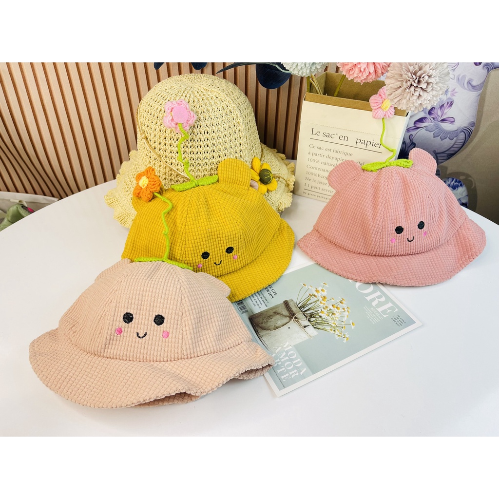 Mũ nón rộng vành đính hoa trên đầu siêu cute dành cho bé trai, bé gái - Hàng Quảng Châu (M26)