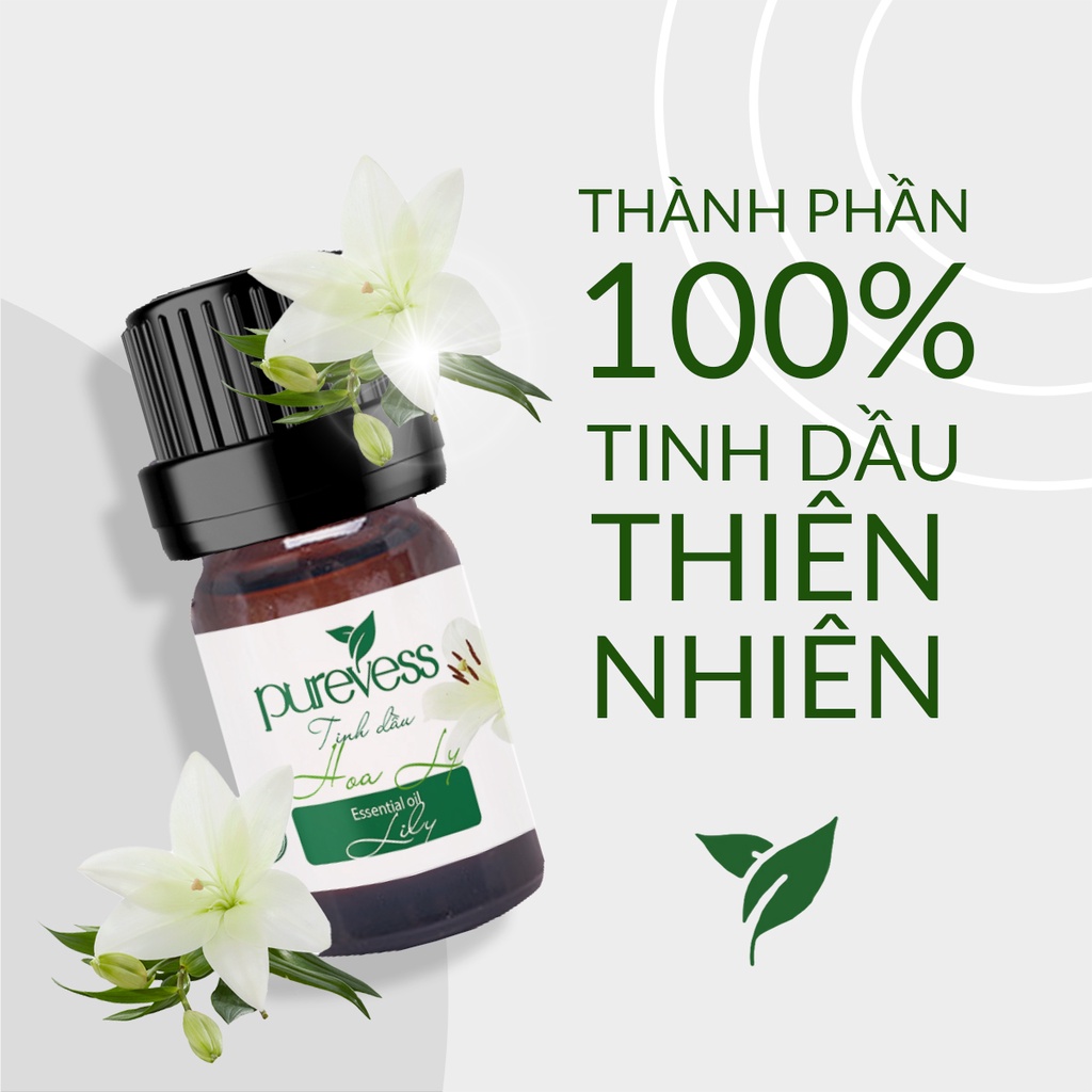 Tinh dầu Hoa Ly Purevess nguyên chất cao cấp giúp thơm phòng, thư giãn ngủ ngon dung tích 10ml, 30ml, 50ml, 100ml