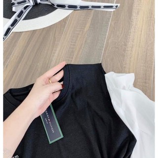 Áo Hở Vai Phối Sơ Mi