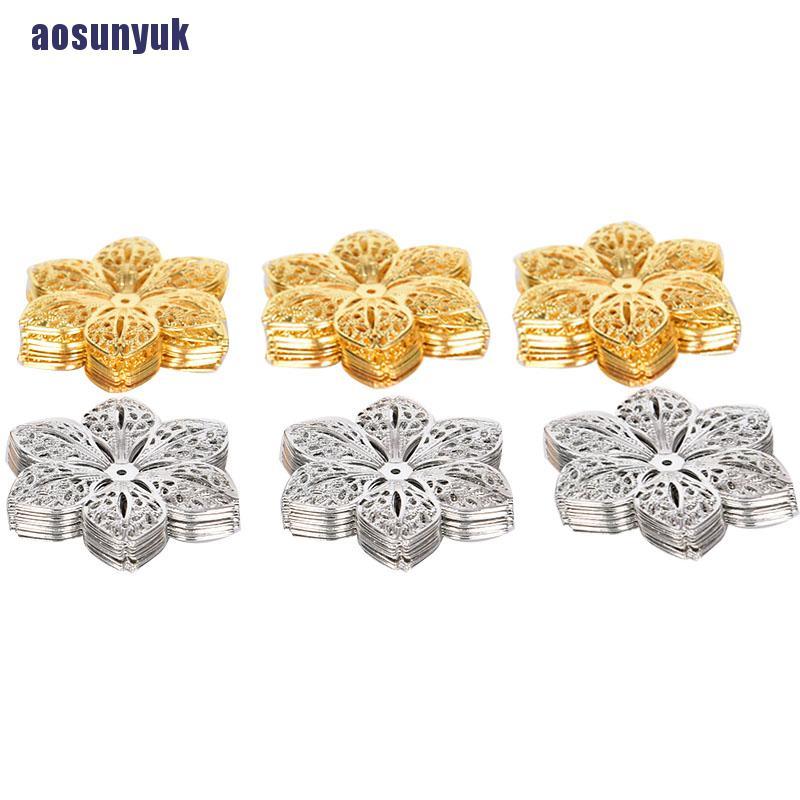 Set 50 đầu nối mặt trang sức DIY hình dạng bông hoa thủ công độc đáo