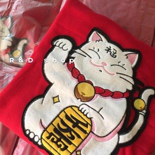 [Ảnh thật lên sóng] Áo sweater hàng loại 1 mèo may mắn Maneki Neko- Có 2 màu