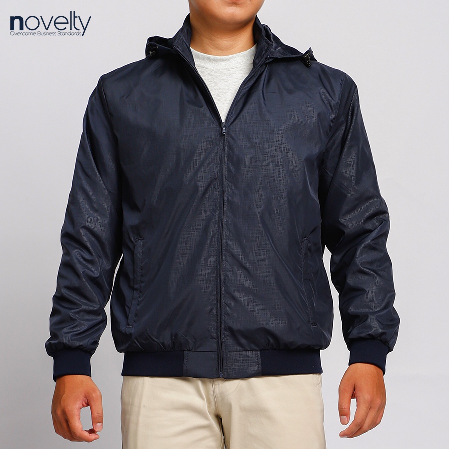 Áo jacket nam in chìm nón rời Novelty trượt nước màu xanh đen 2203172