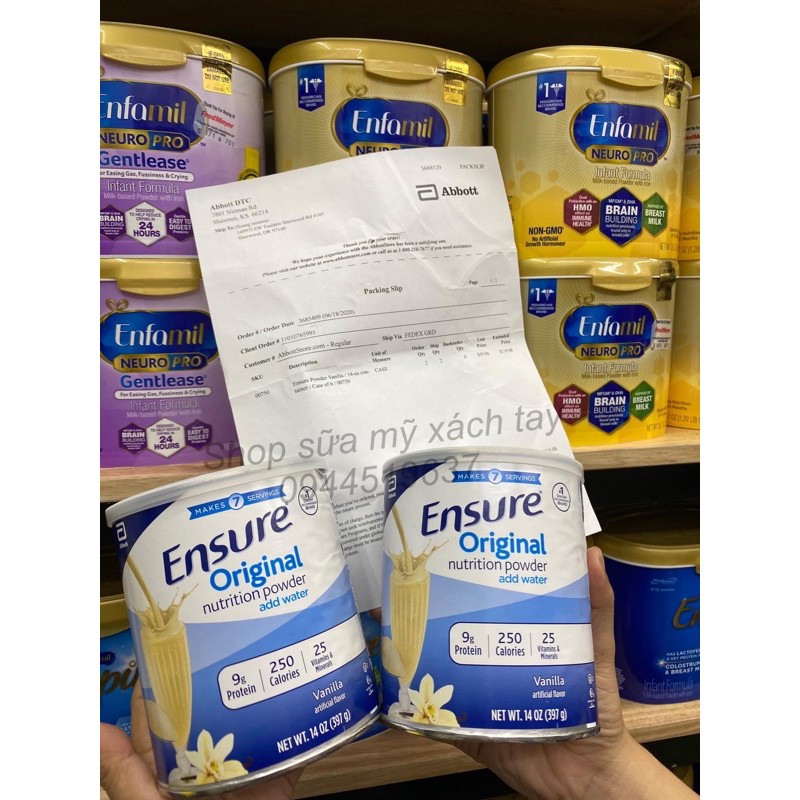 Sữa ensure bột 400gram nội địa mỹ