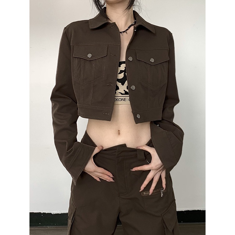 Áo Khoác Tay Dài Phối Túi Thiết Kế Đơn Giản Thời Trang Cá Tính Cho Nữ