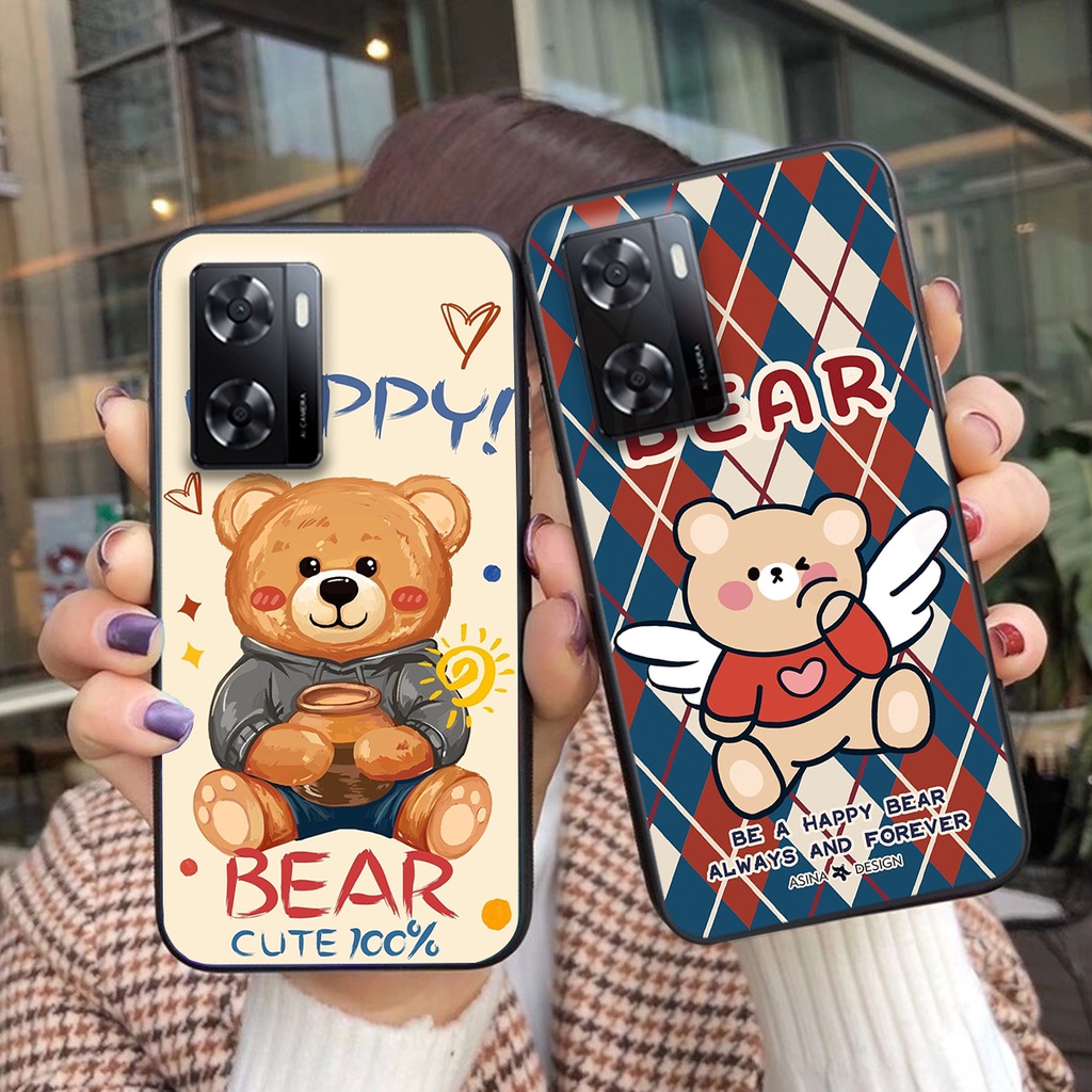 ỐP lưng Oppo A57 4G - Oppo A57 2022 gấu phá cách siêu đẹo bo viền đẹp
