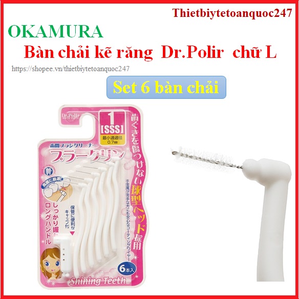 Bàn chải kẽ răng Dr Polir chuyên cho răng niềng, chỉnh nha, tăm kẽ chữ L cho răng hàm, răng cửa