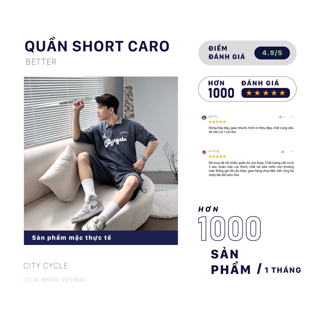 Quần short local brand Caro Better City Cycle cotton unisex form rộng nam nữ oversize