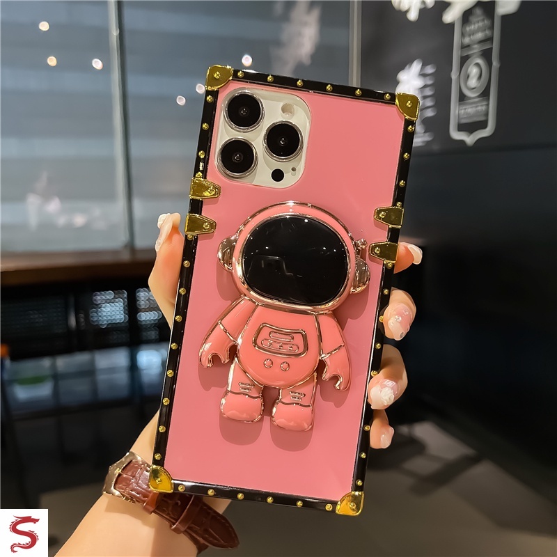 Ốp Điện Thoại Hình Vuông Họa Tiết Phi Hành Gia Hoạt Hình Cho iphone 15 14 pro max 13 12 11pro xs xr 8 7plus 6plus