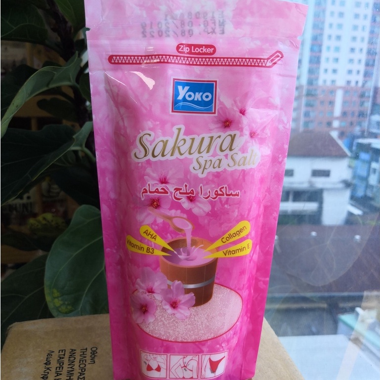 Muối tắm tẩy tế bào chết yoko Sakura Spa Salt túi 300g (hoa anh đào) - tẩy da chết hiệu quả