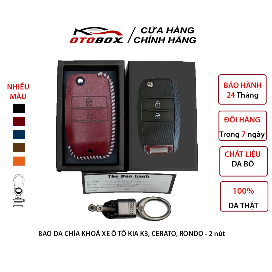 Bao da chìa khoá o to kia morning, soluto chìa gập 2 nút da bò thật cao cấp bảo vệ chống xước và va đập my car