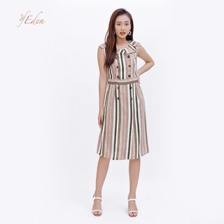 Đầm Suông Cổ Danton Thời Trang Eden Kẻ Sọc - D373