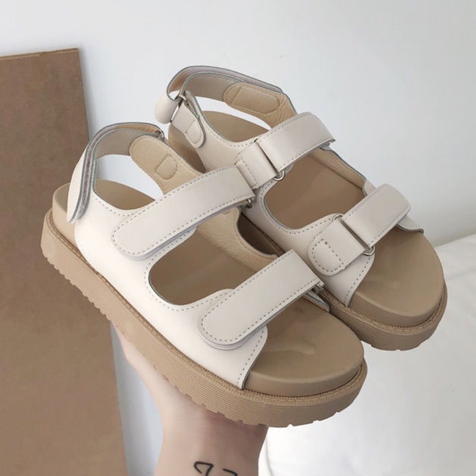 (VIDEO thật) Sandal Nữ Đi Học Quai Hậu Ulzzang Đế Cao - Giày Sandal Nữ Hàn Quốc