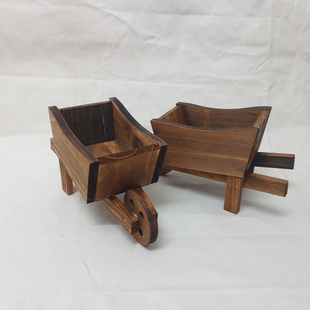 Chậu trồng sen đá, xương rồng bằng gỗ hình xe rùa/ chậu gỗ/ wooden planter