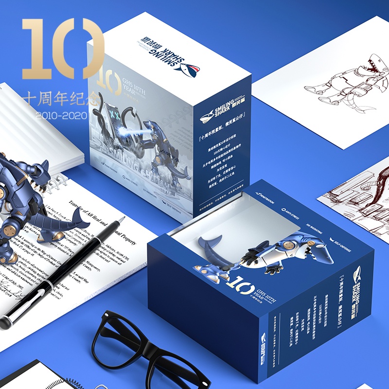 Đèn pin Smiling SHARK ánh sáng mạnh hình cá mập phiên bản kỷ niệm 10 năm thương hiệu dùng quà tặng/ móc khóa