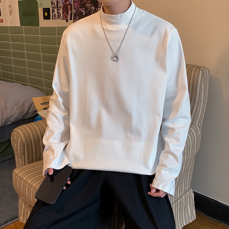 Áo thun tay dài cổ cao đơn giản thời trang trẻ trung dành cho nam