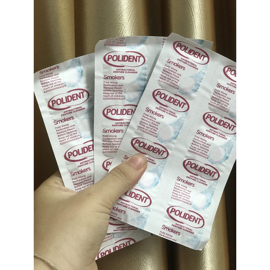 Viên sủi làm sạch răng miệng do th uốc lá  Polident Vỉ 6 viên