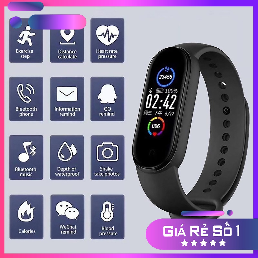 Đồng Hồ Thông Minh M6, Smart Band 6, Đồng Hồ Thể Thao, Theo Dõi Sức khỏe, Đổi Hình Nền, Chống nước IP67