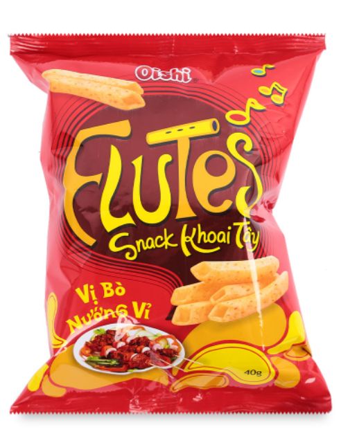 Bánh Snack Khoai Tây FLUTES Oishi  gói 40g Vị Bò nướng vĩ / Muối / Tảo biển / Bò nướng nấm kim chi